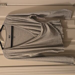 SO BRAND WOMENS JUNIOR SIZE LONG SLEEVES HEATHER GRAY WRAP TOP SIZE XL